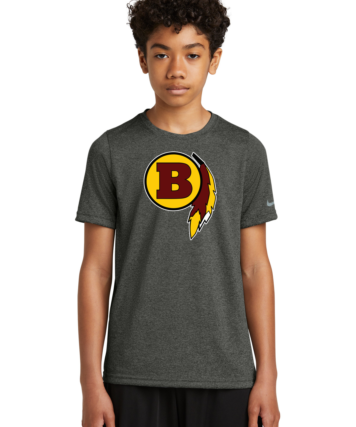 Benson Football - Dark Smoke Heather Nike Youth Swoosh Sleeve rLegend Tee NKDX8787