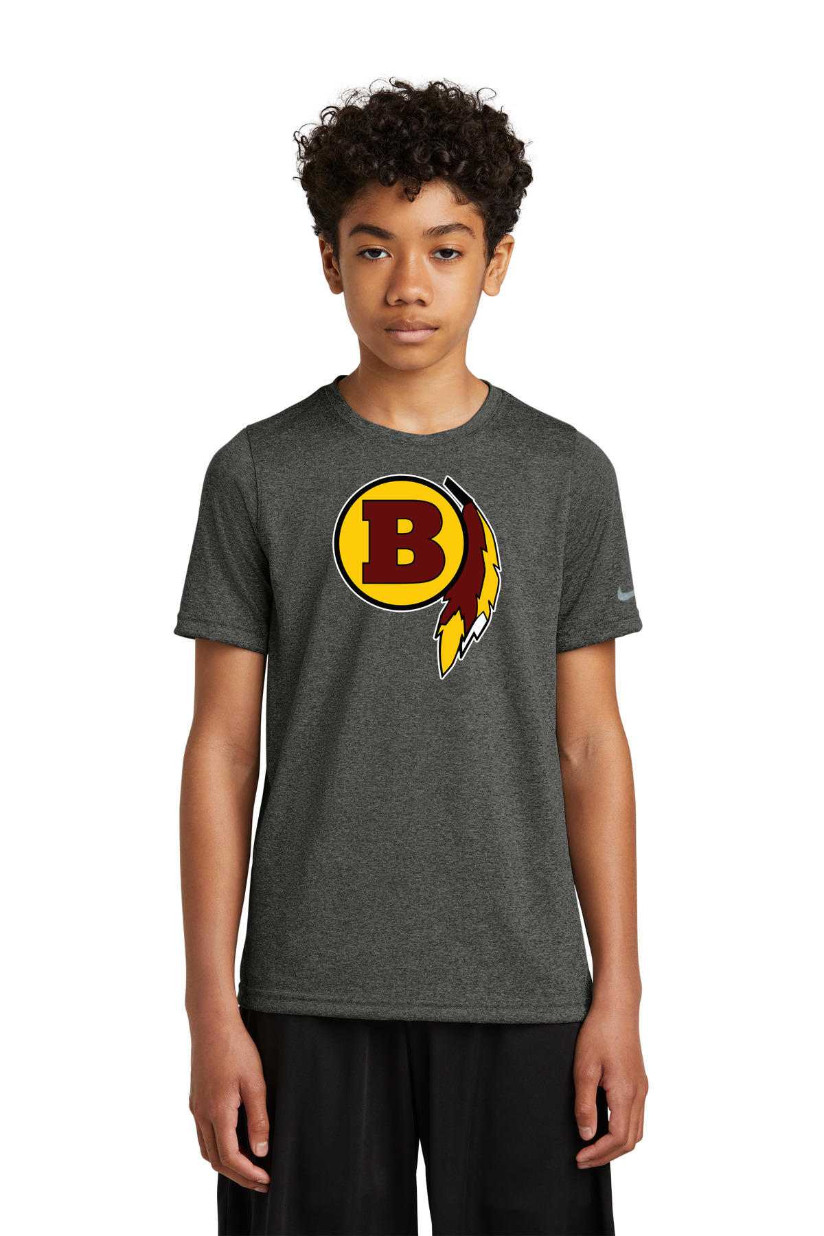 Benson Football - Dark Smoke Heather Nike Youth Swoosh Sleeve rLegend Tee NKDX8787