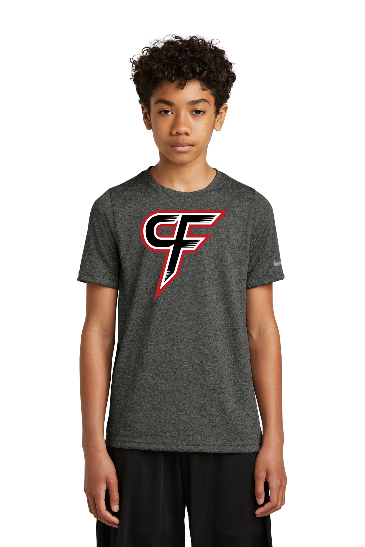 Cannon Falls Volleyball - Dark Smoke Heather Nike Youth Swoosh Sleeve rLegend Tee NKDX8787
