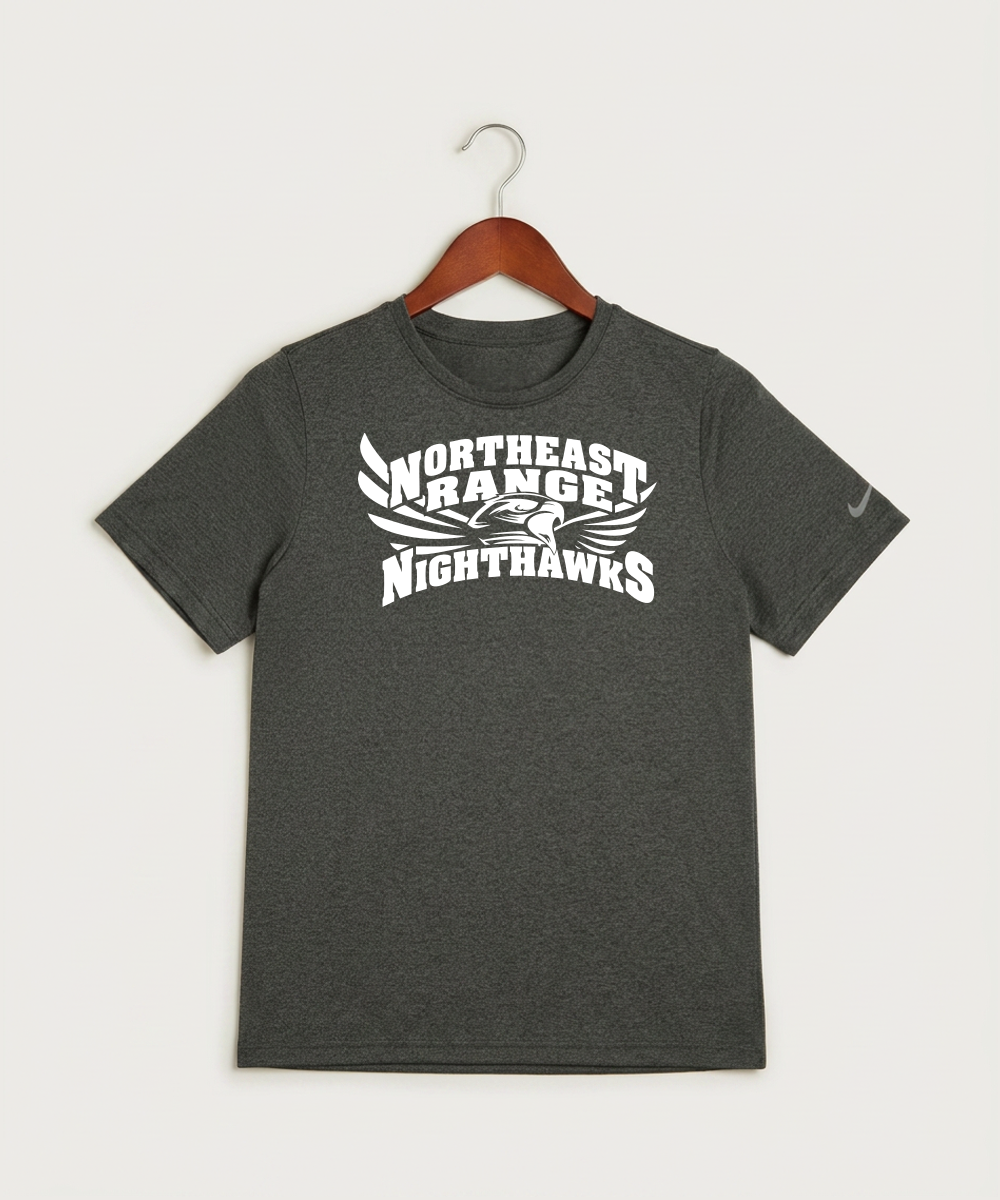Northeast Range High School Volleyball (Girls) - Dark Smoke Heather Nike Youth Swoosh Sleeve rLegend Tee NKDX8787