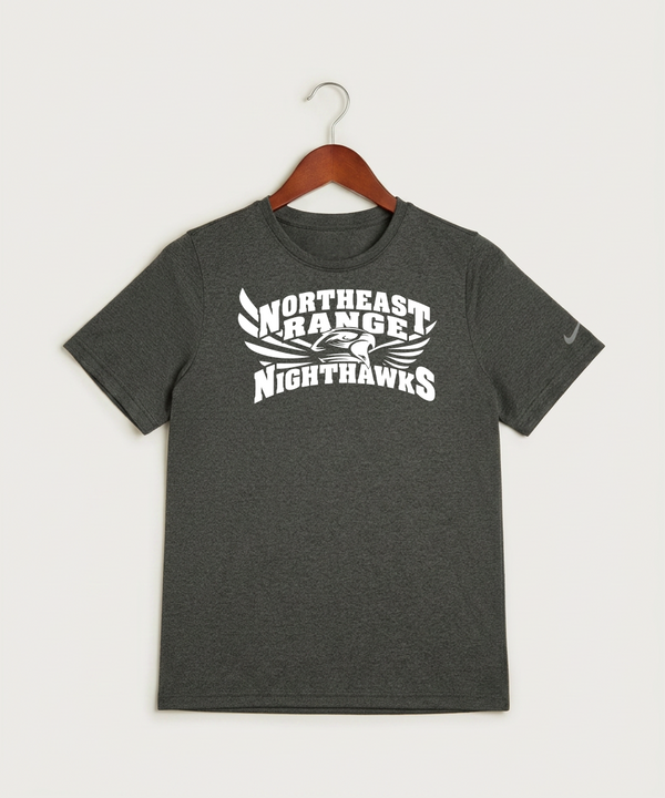 Northeast Range High School Volleyball (Girls) - Dark Smoke Heather Nike Youth Swoosh Sleeve rLegend Tee NKDX8787