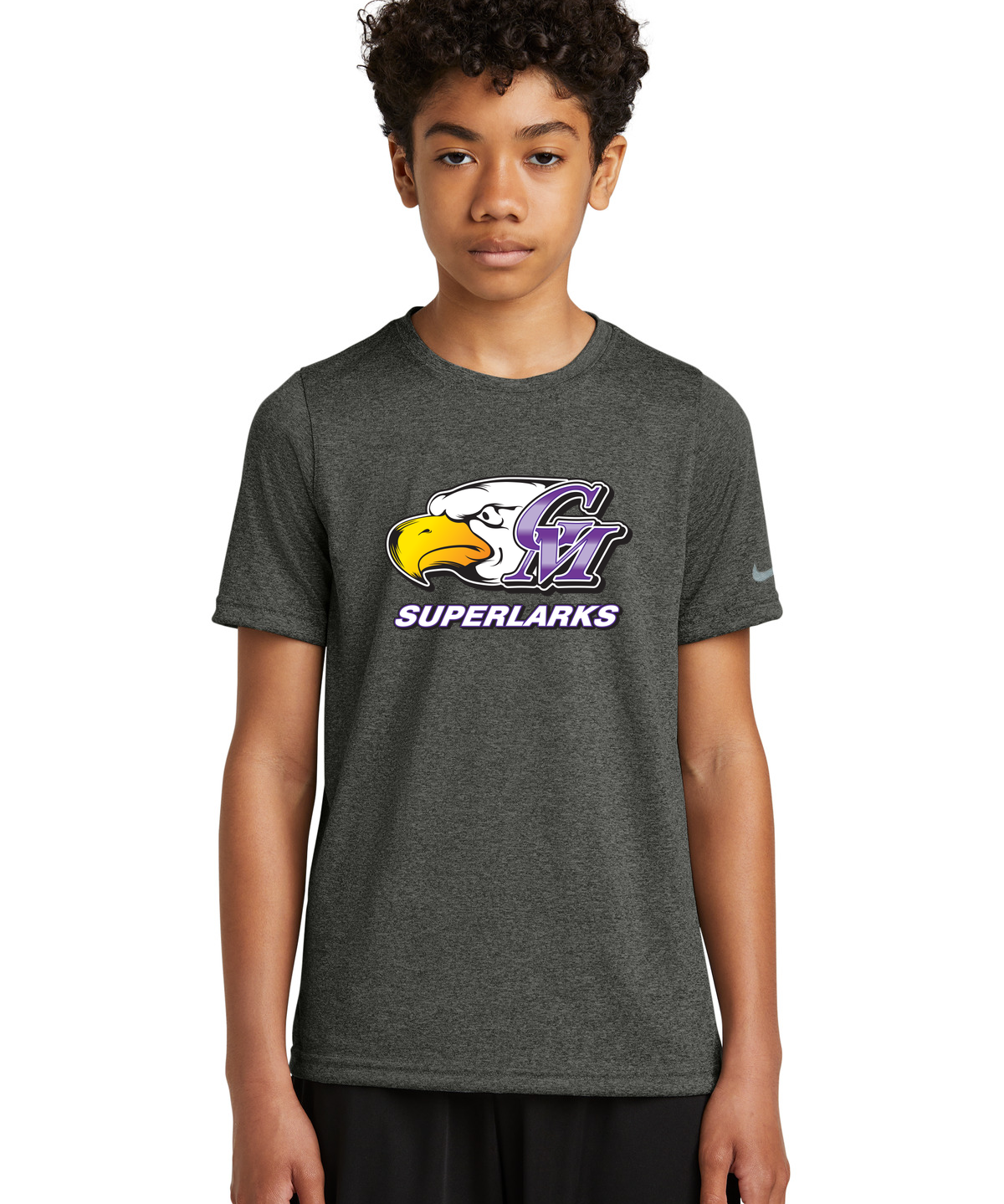 Grand Meadow Football - Dark Smoke Heather Nike Youth Swoosh Sleeve rLegend Tee NKDX8787
