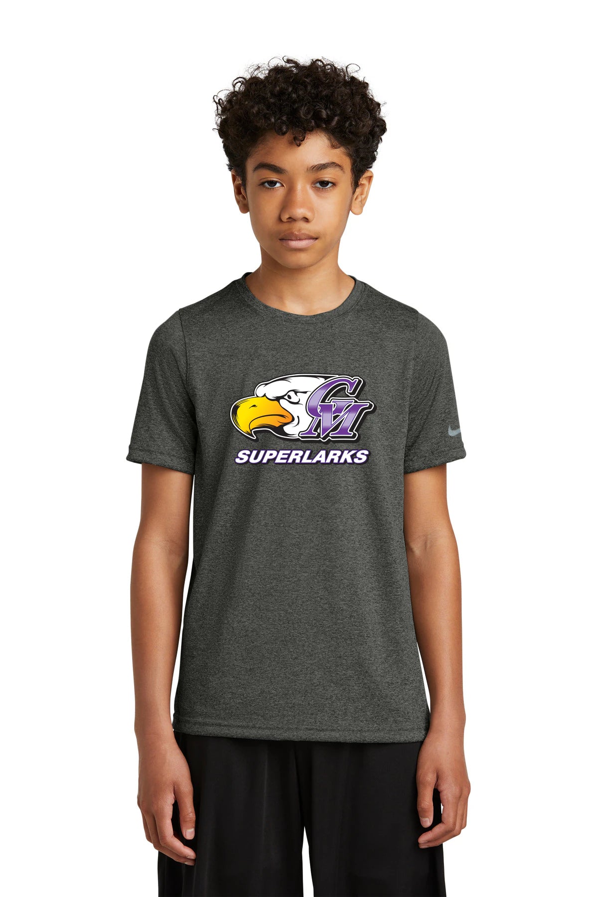 Grand Meadow Football - Dark Smoke Heather Nike Youth Swoosh Sleeve rLegend Tee NKDX8787