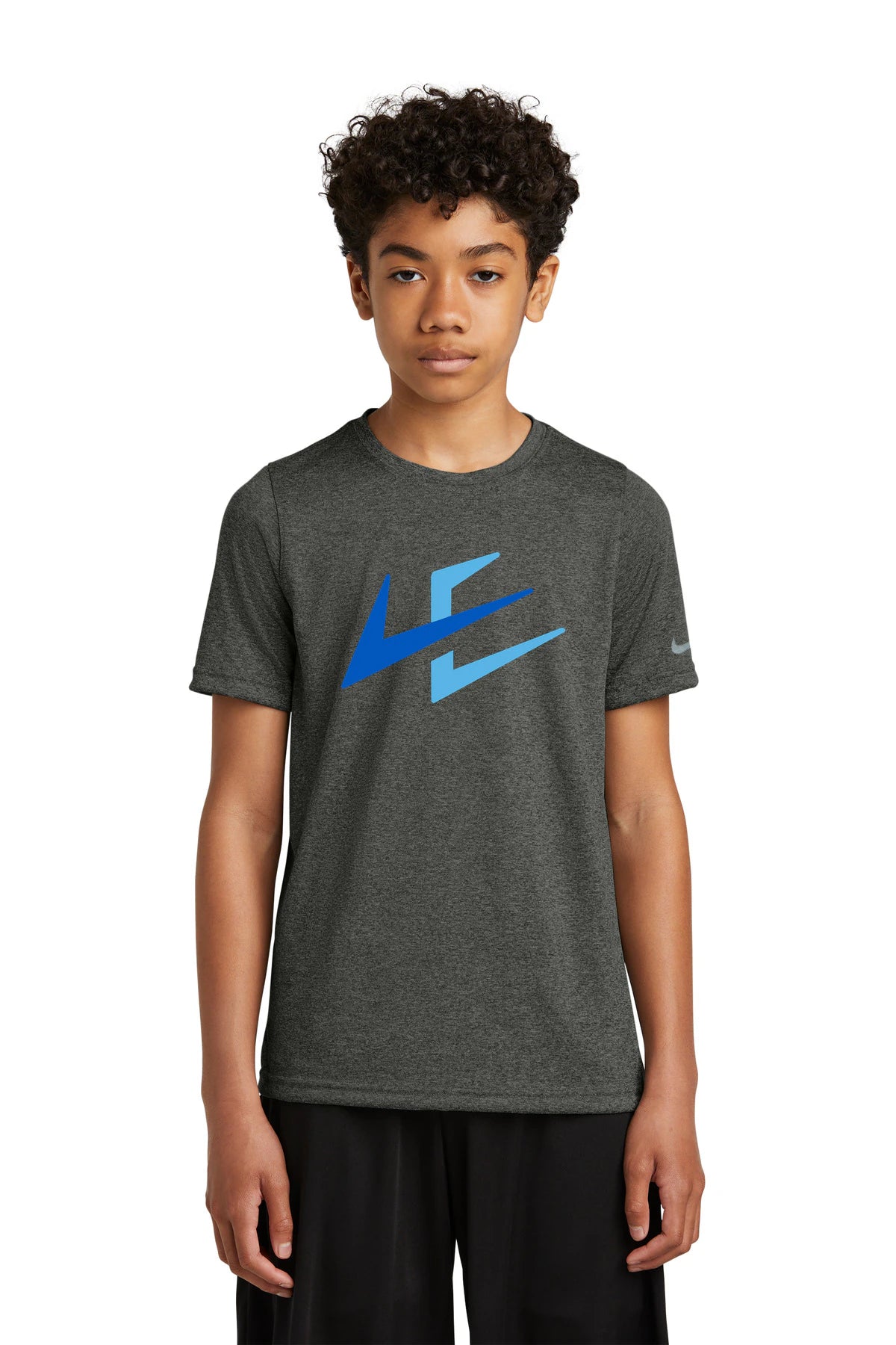 Notre Dame High School Team Store - Dark Smoke Heather Nike Youth Swoosh Sleeve rLegend Tee NKDX8787