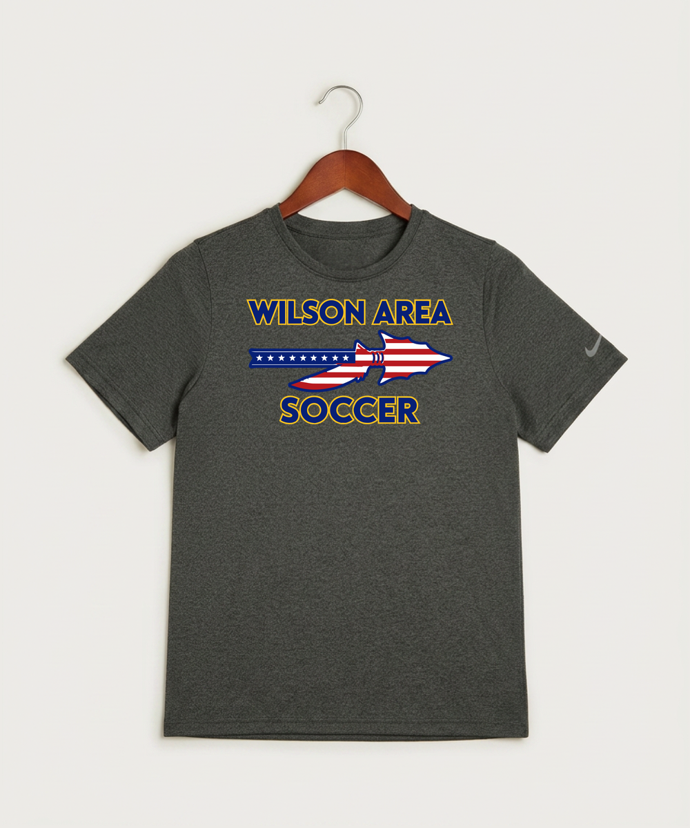 Wilson Area School Soccer Soccer - Dark Smoke Heather Nike Youth Swoosh Sleeve rLegend Tee NKDX8787