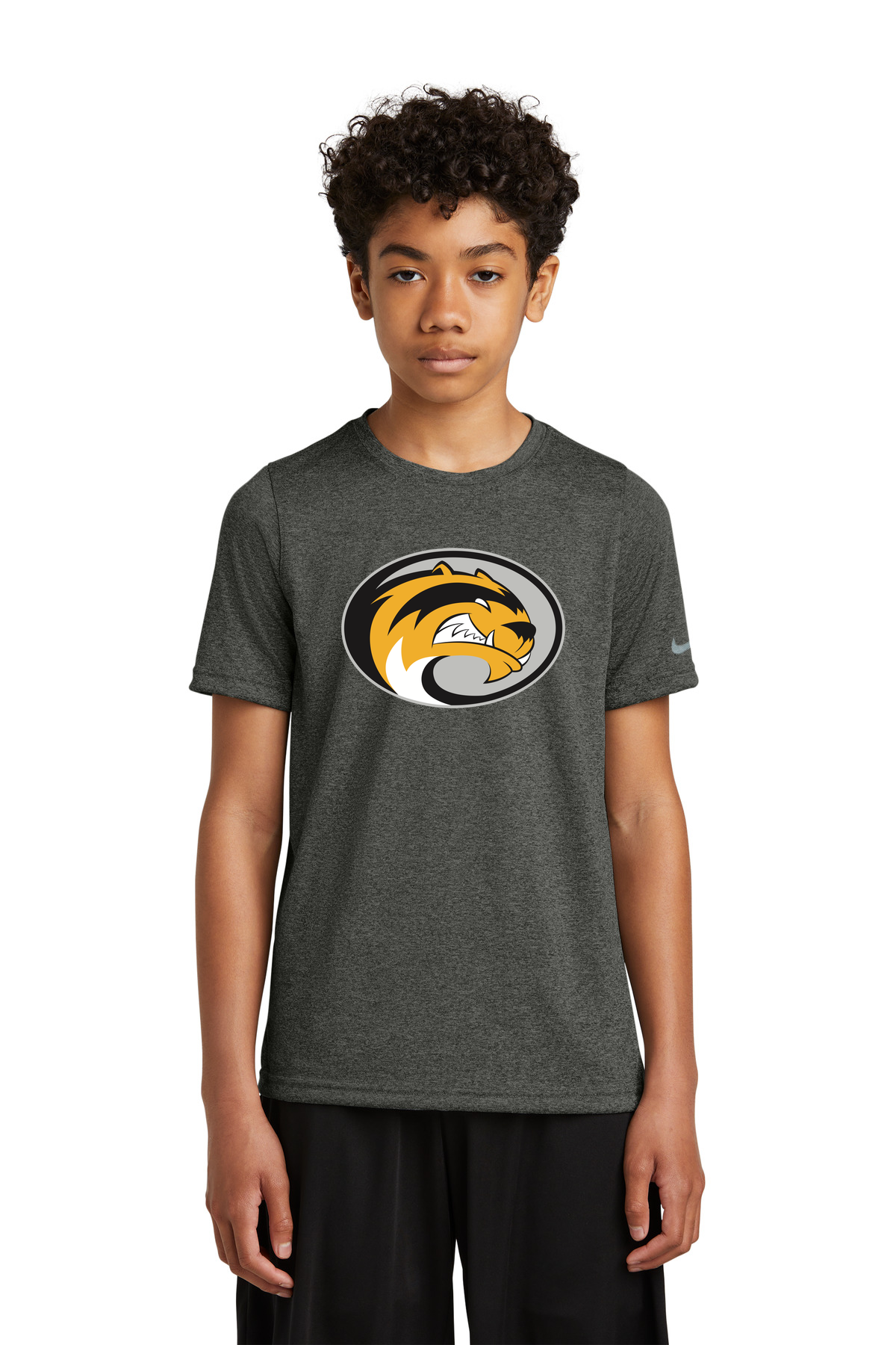 Sibley East Football - Dark Smoke Heather Nike Youth Swoosh Sleeve rLegend Tee NKDX8787