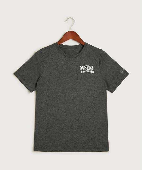 Northeast Range High School Volleyball (Girls) - Dark Smoke Heather Nike Youth Swoosh Sleeve rLegend Tee NKDX8787