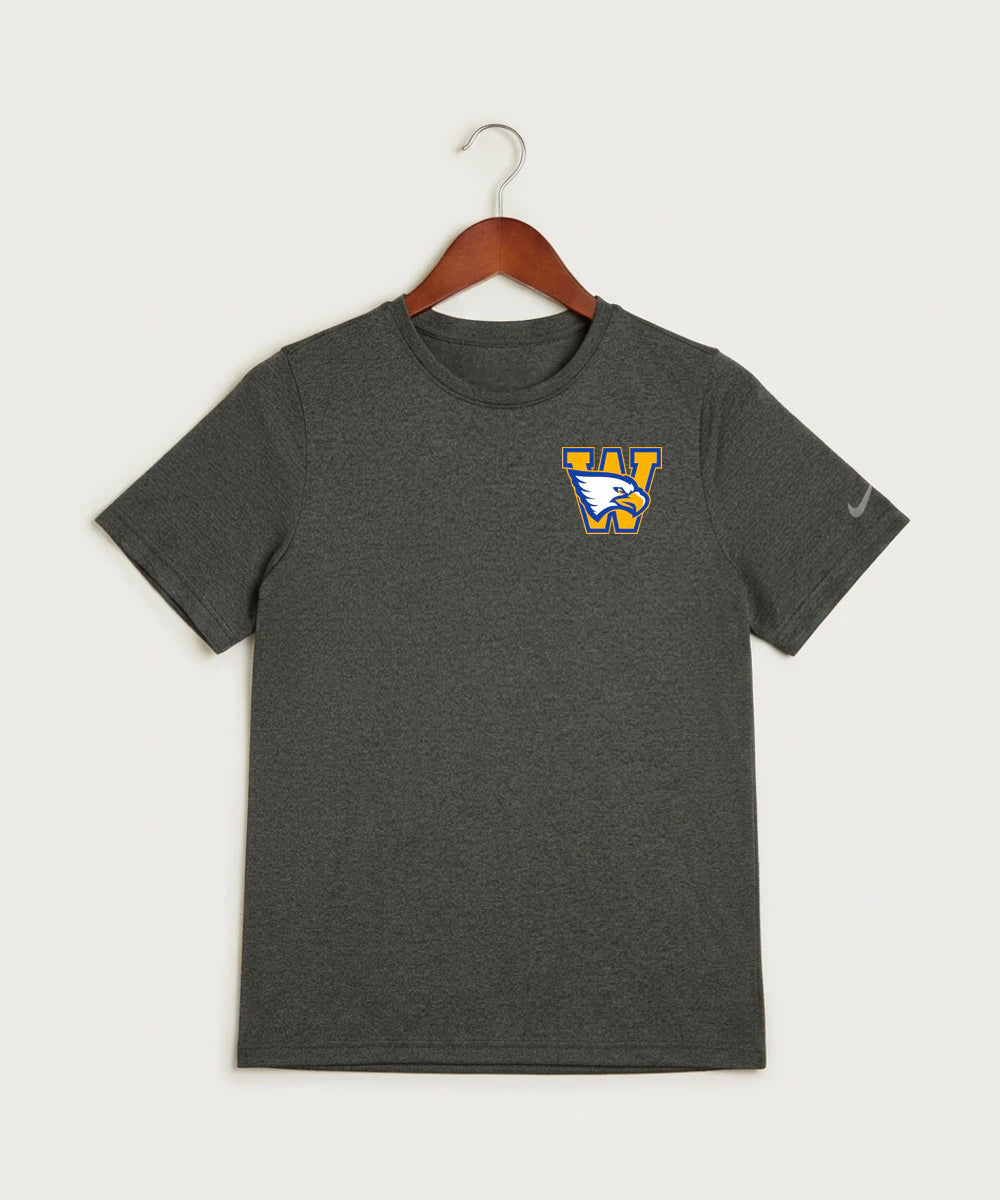 Windom Area High School Volleyball (Girls) - Dark Smoke Heather Nike Youth Swoosh Sleeve rLegend Tee NKDX8787