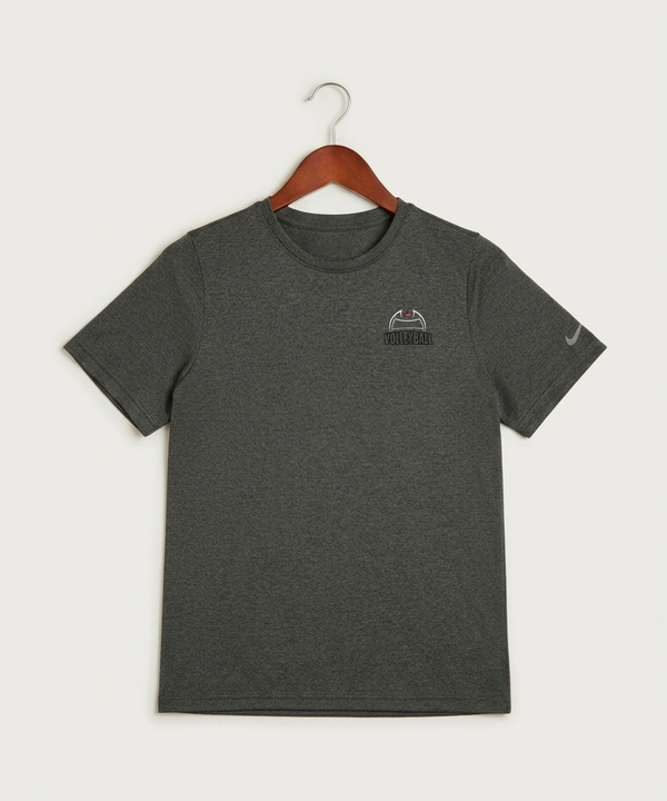 Ely Memorial High School Volleyball (Girls) - Dark Smoke Heather Nike Youth Swoosh Sleeve rLegend Tee NKDX8787