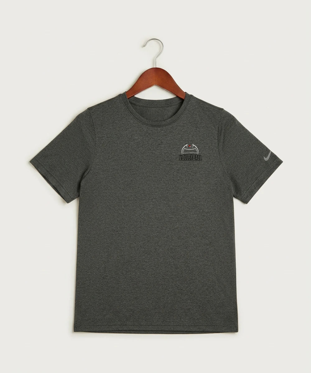 Ely Memorial High School Volleyball (Girls) - Dark Smoke Heather Nike Youth Swoosh Sleeve rLegend Tee NKDX8787