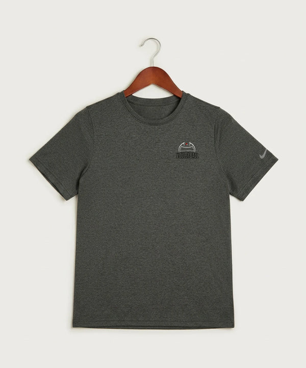 Ely Memorial High School Volleyball (Girls) - Dark Smoke Heather Nike Youth Swoosh Sleeve rLegend Tee NKDX8787