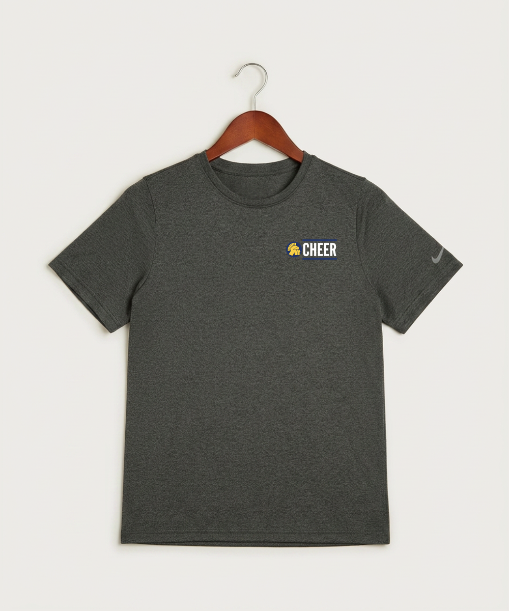 Wausau West High School Cheer - Dark Smoke Heather Nike Youth Swoosh Sleeve rLegend Tee NKDX8787