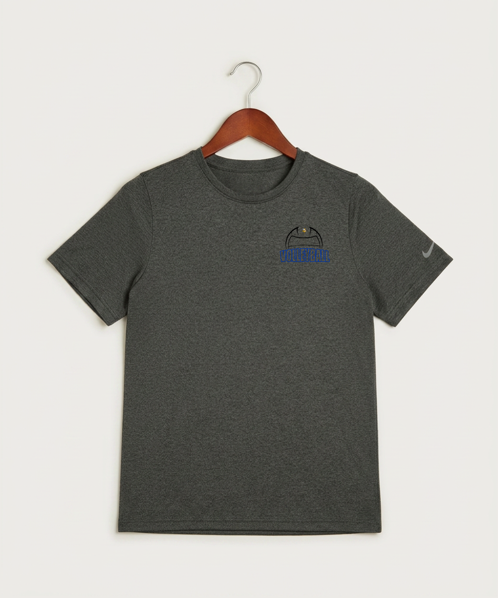 Hayfield High School Volleyball (Girls) - Dark Smoke Heather Nike Youth Swoosh Sleeve rLegend Tee NKDX8787