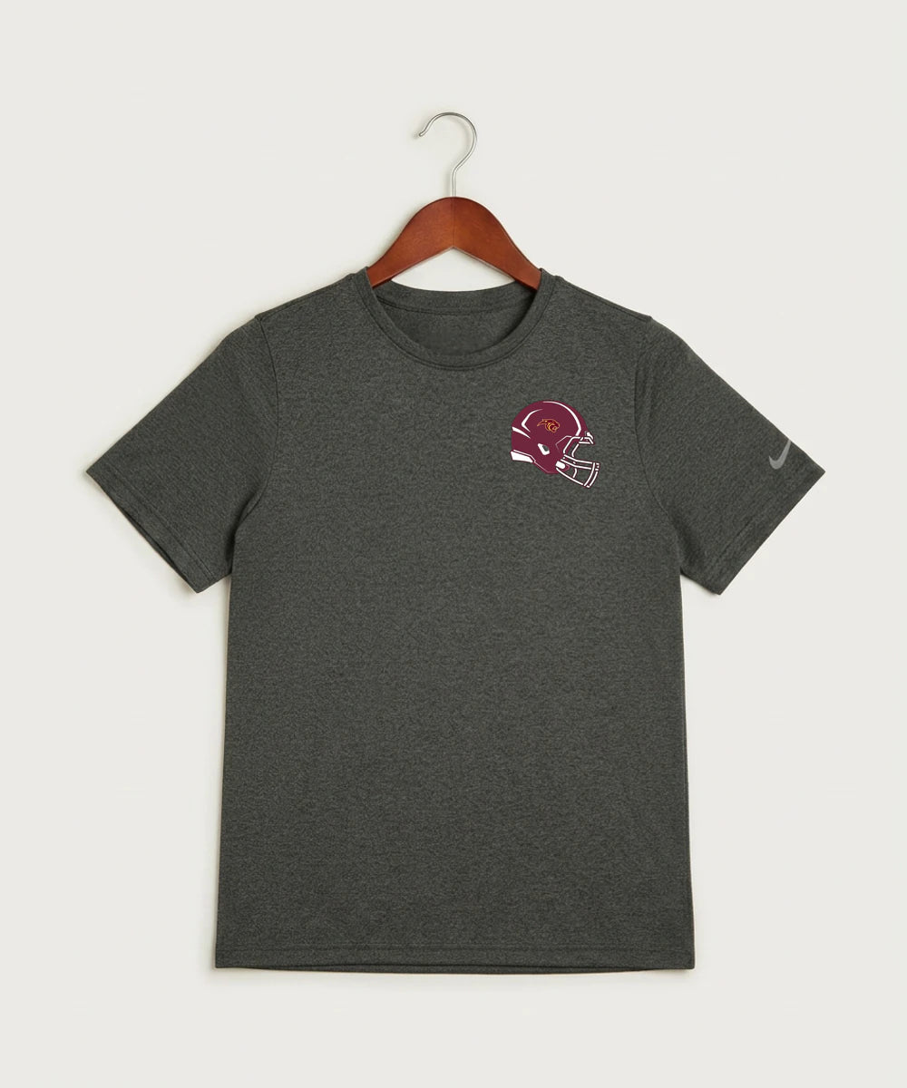 Pine Island High School Football (Boys) - Dark Smoke Heather Nike Youth Swoosh Sleeve rLegend Tee NKDX8787