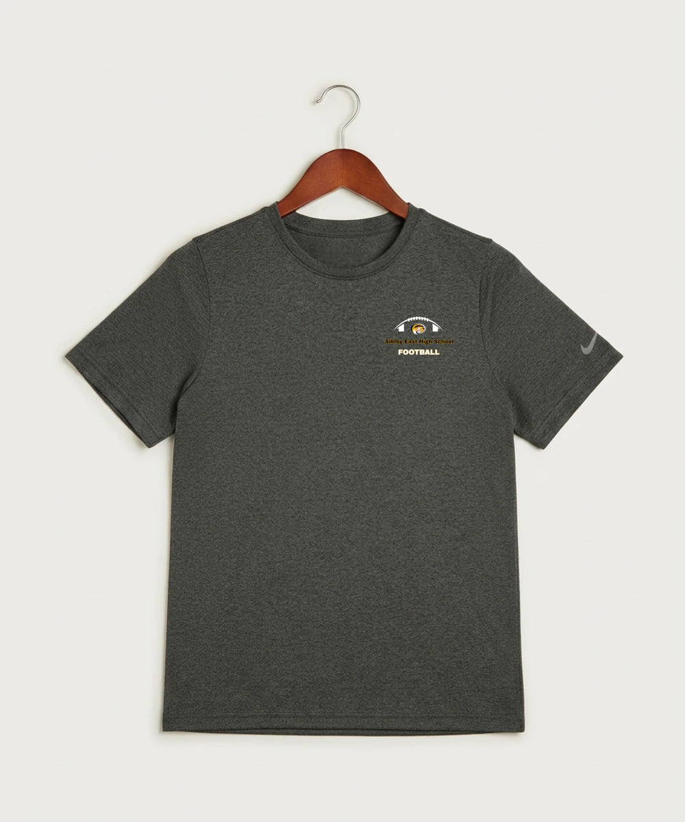 Sibley East High School Football (Boys) - Dark Smoke Heather Nike Youth Swoosh Sleeve rLegend Tee NKDX8787