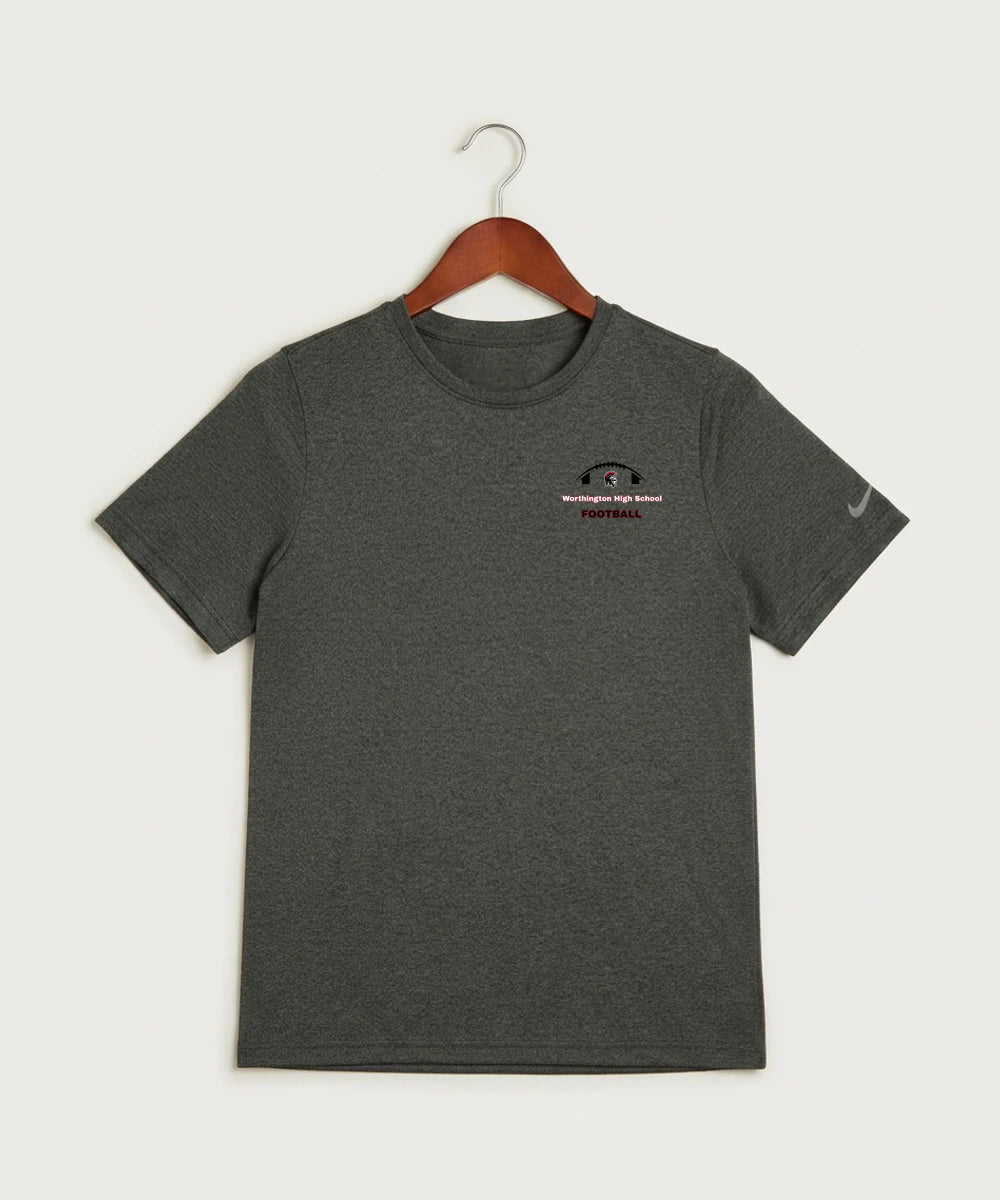 Worthington High School Football (Boys) - Dark Smoke Heather Nike Youth Swoosh Sleeve rLegend Tee NKDX8787