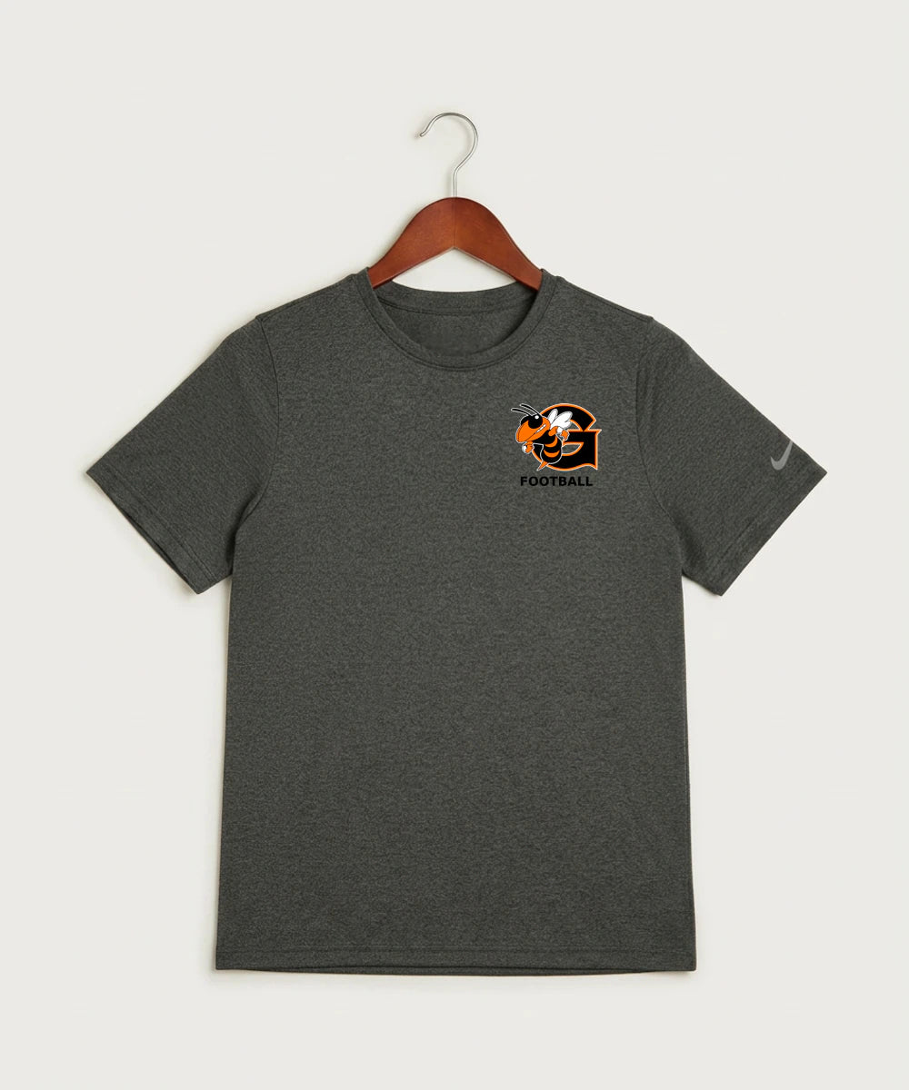 Giltner High School Football - Dark Smoke Heather Nike Youth Swoosh Sleeve rLegend Tee NKDX8787
