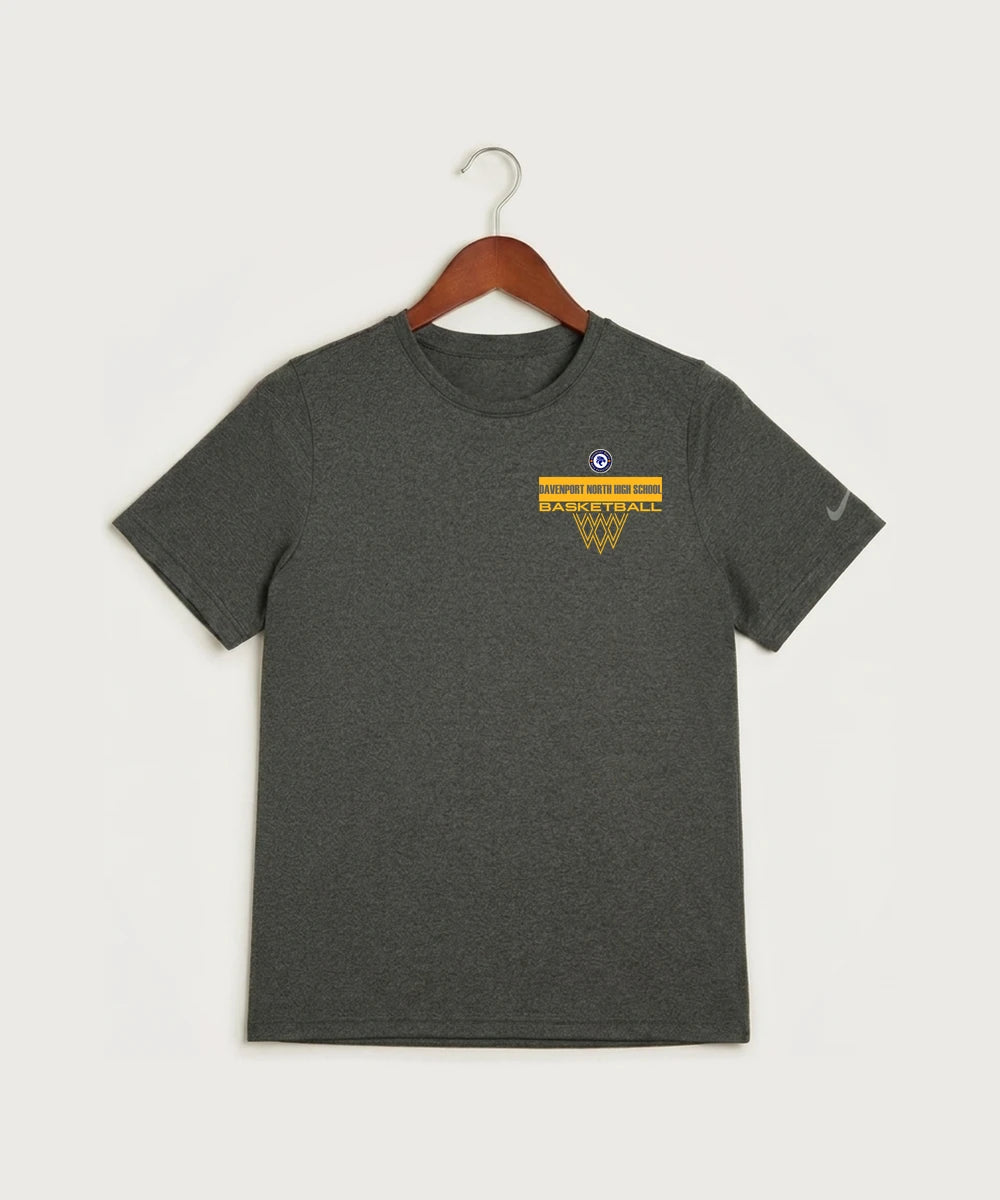 Davenport North High School Basketball Team Store - Dark Smoke Heather Nike Youth Swoosh Sleeve rLegend Tee NKDX8787