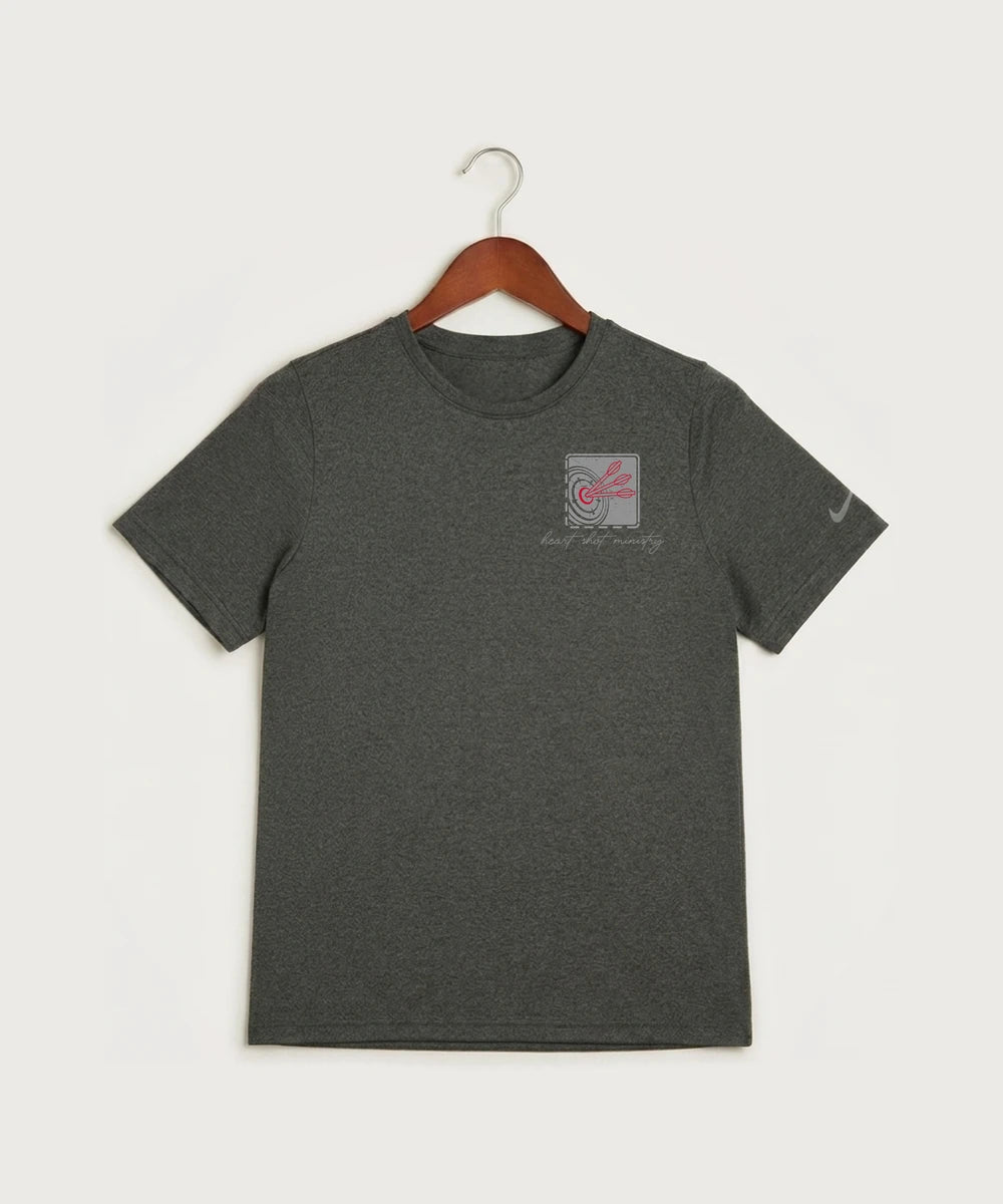 Heart Shot Ministry Archery Team Store - Dark Smoke Heather Nike Youth Swoosh Sleeve rLegend Tee NKDX8787
