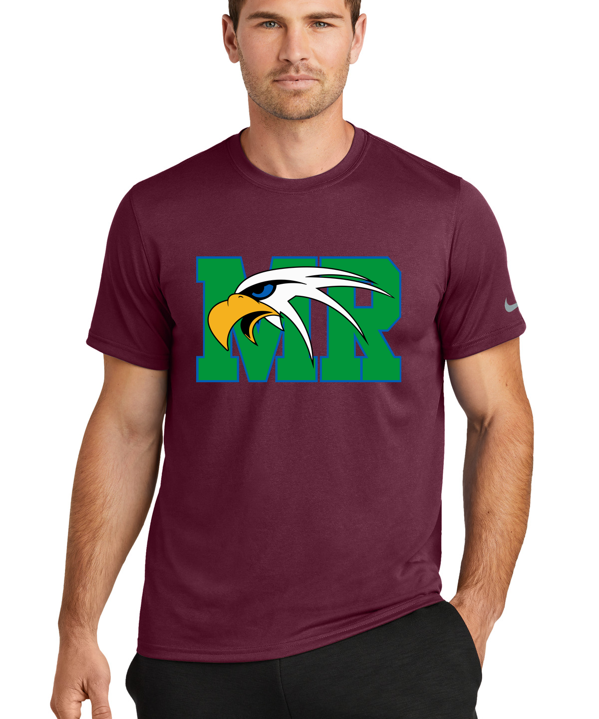 Maple River High School hockey_boys - Deep Maroon Nike Swoosh Sleeve rLegend Tee NKDX8730