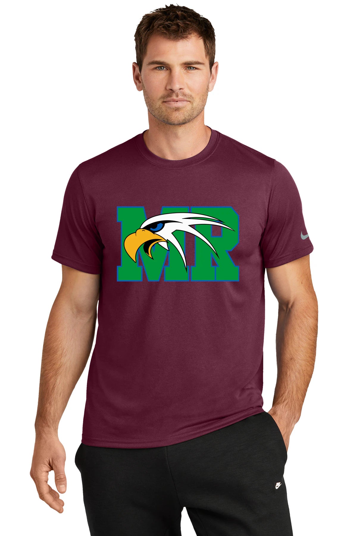 Maple River High School hockey_boys - Deep Maroon Nike Swoosh Sleeve rLegend Tee NKDX8730