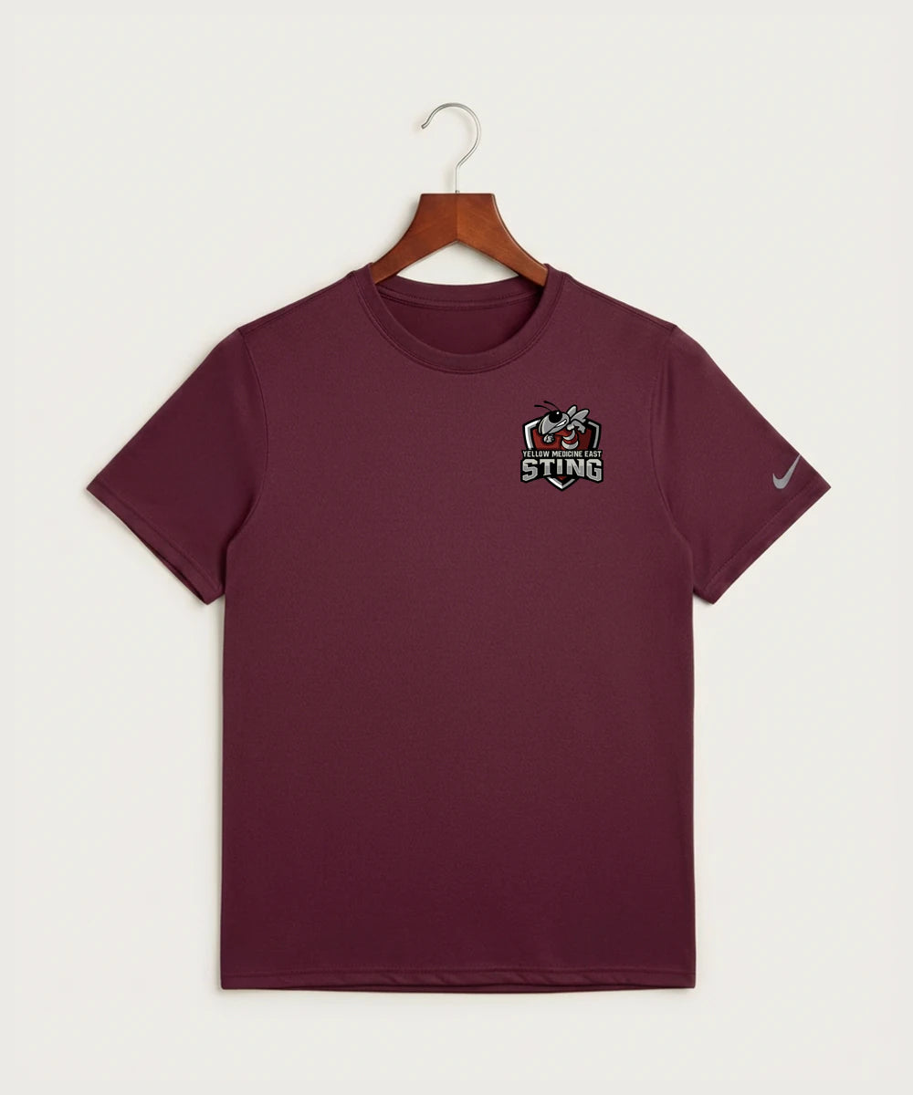 Yellow Medicine East High School Athletics - Deep Maroon Nike Swoosh Sleeve rLegend Tee NKDX8730