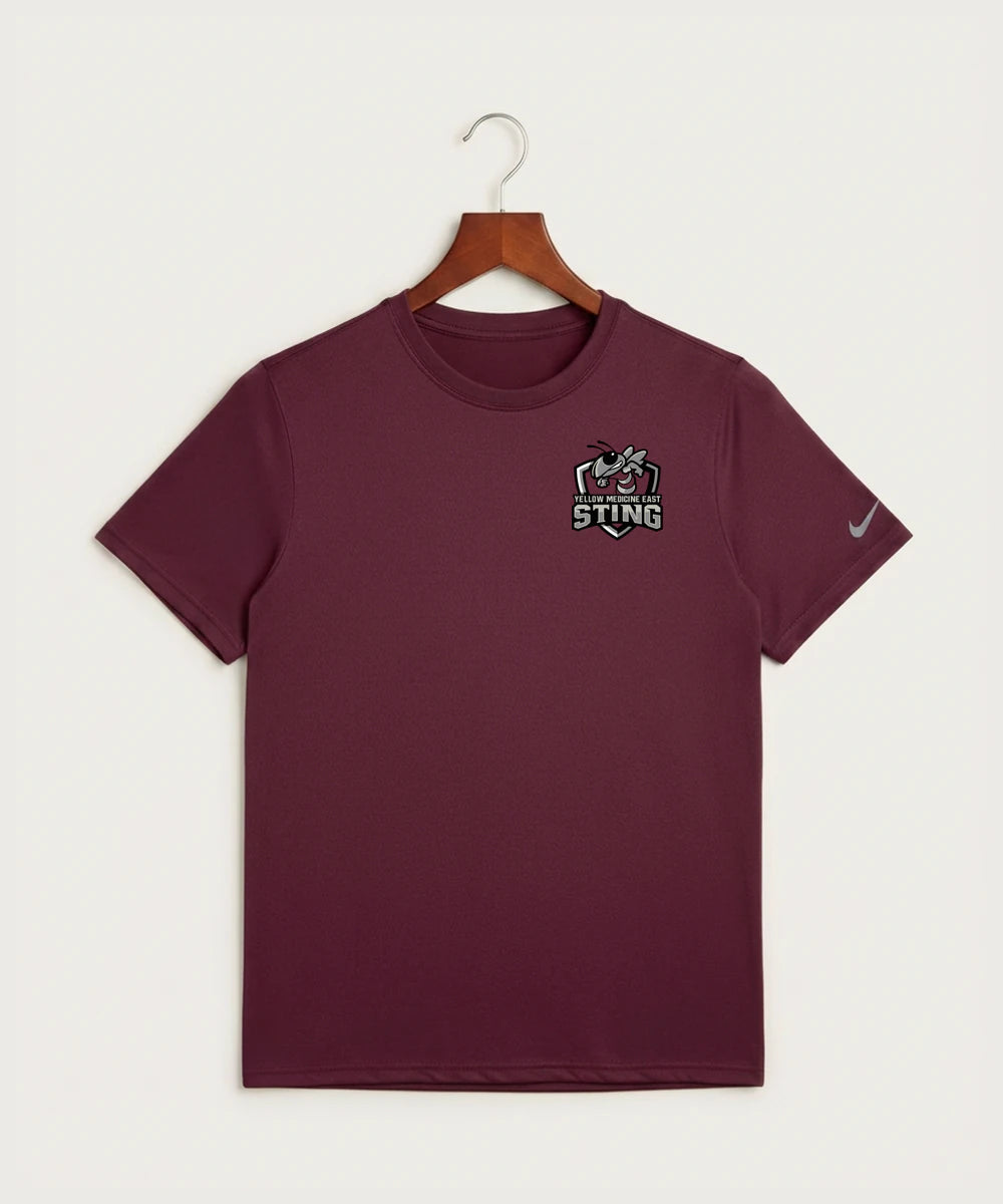 Yellow Medicine East High School Athletics - Deep Maroon Nike Swoosh Sleeve rLegend Tee NKDX8730