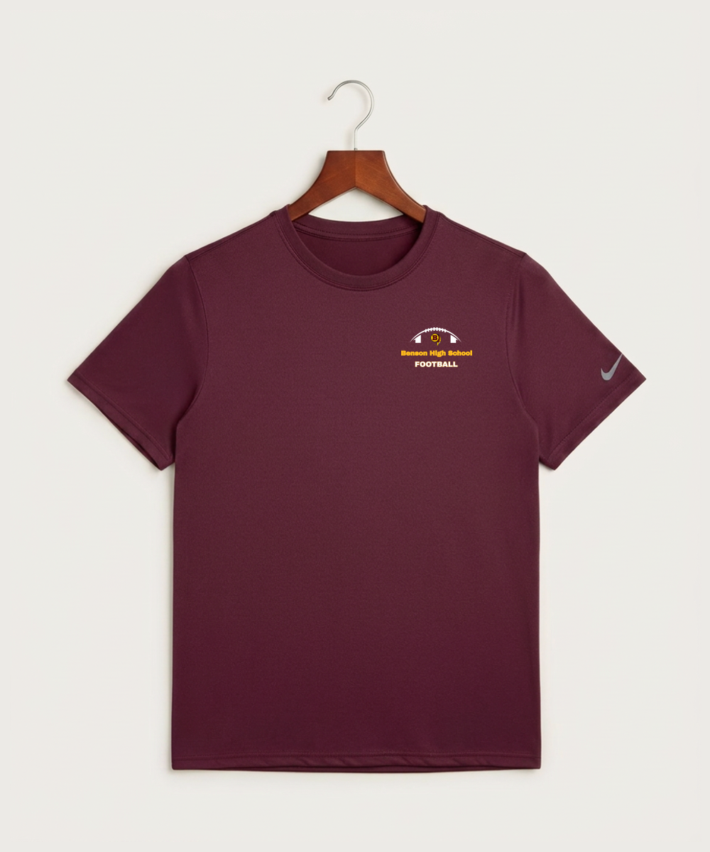 Benson High School Football (Boys) - Deep Maroon Nike Swoosh Sleeve rLegend Tee NKDX8730