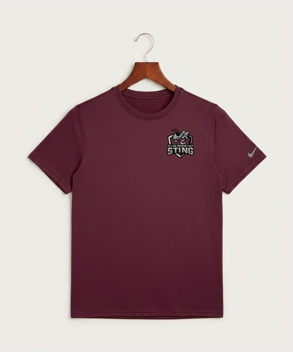 Yellow Medicine East High School Football (Boys) - Deep Maroon Nike Swoosh Sleeve rLegend Tee NKDX8730