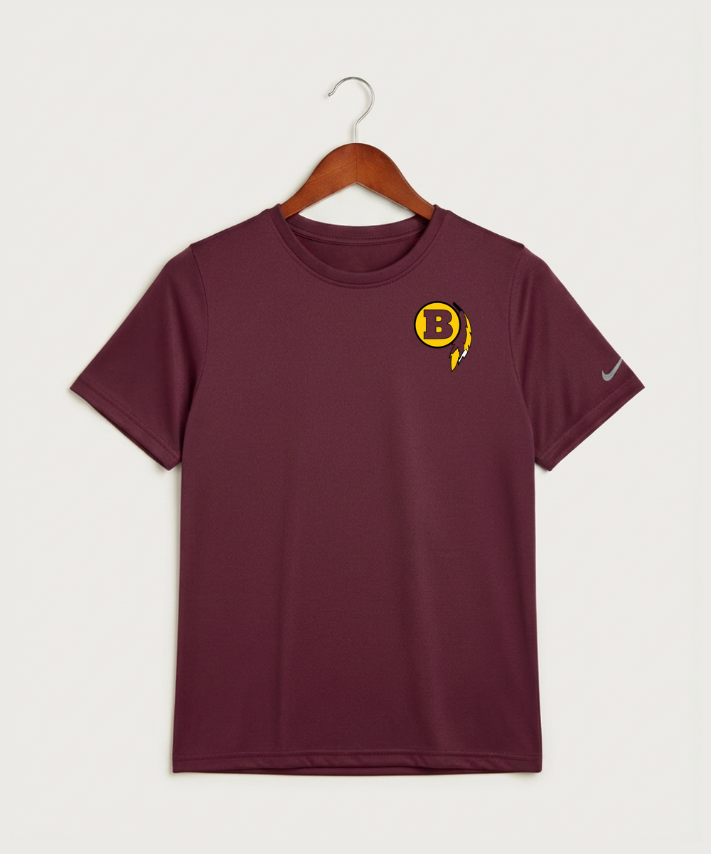Benson High School Football (Boys) - Deep Maroon Nike Youth Swoosh Sleeve rLegend Tee NKDX8787