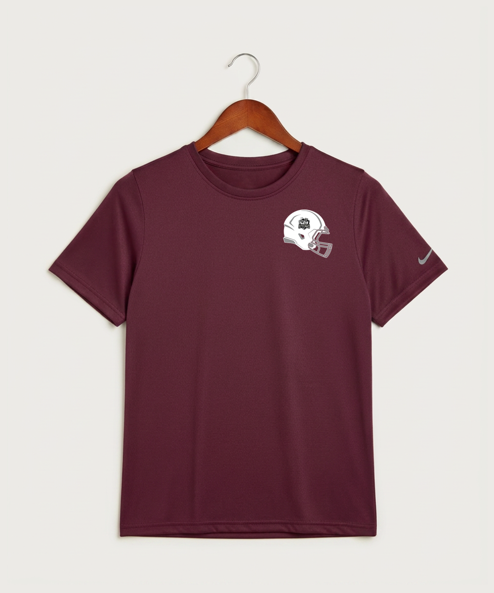 Yellow Medicine East High School Football (Boys) - Deep Maroon Nike Youth Swoosh Sleeve rLegend Tee NKDX8787
