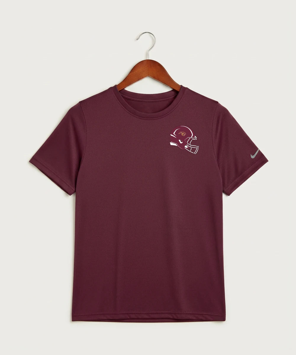 Pine Island High School Football (Boys) - Deep Maroon Nike Youth Swoosh Sleeve rLegend Tee NKDX8787