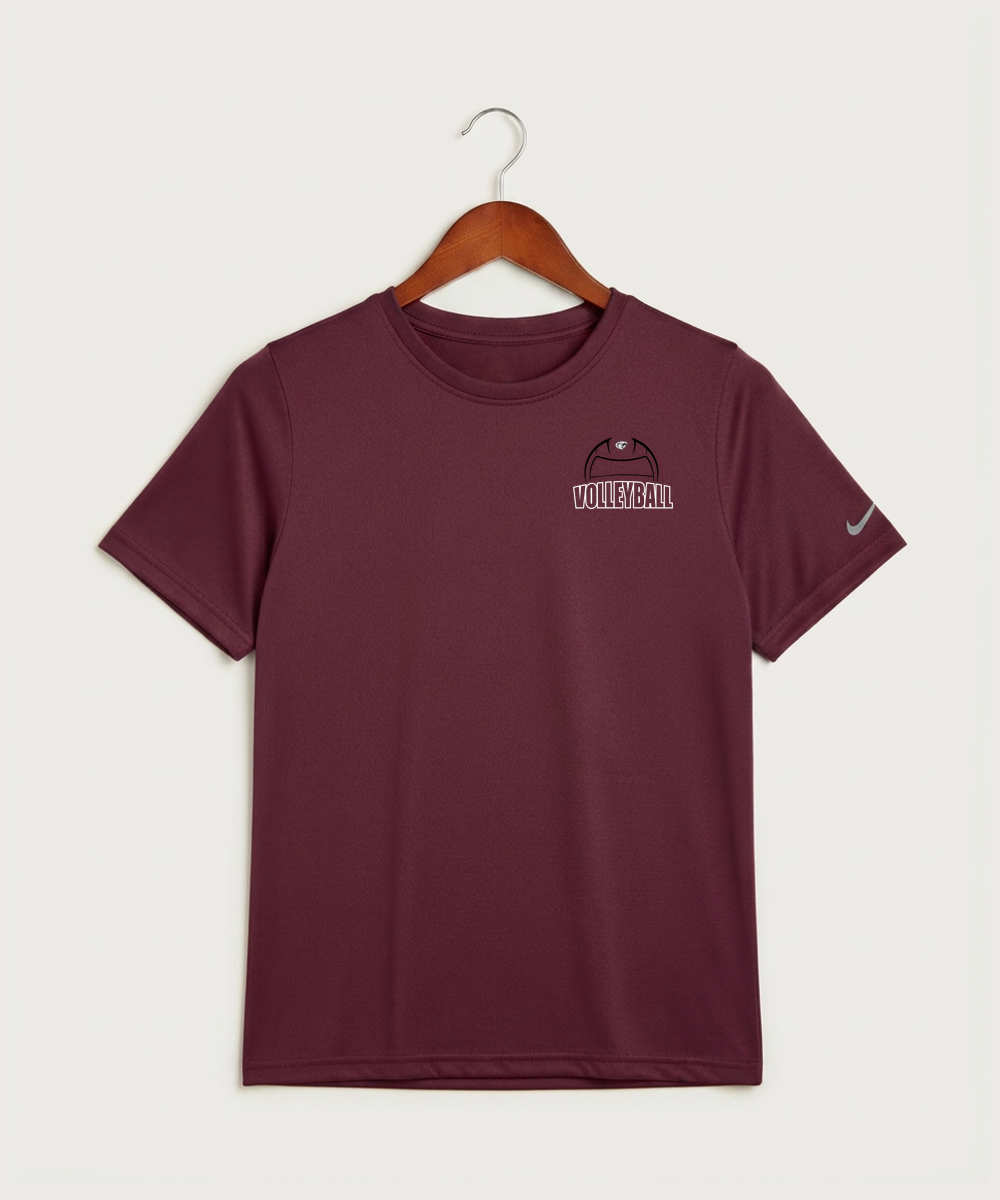 Triton High School Volleyball (Girls) - Deep Maroon Nike Youth Swoosh Sleeve rLegend Tee NKDX8787