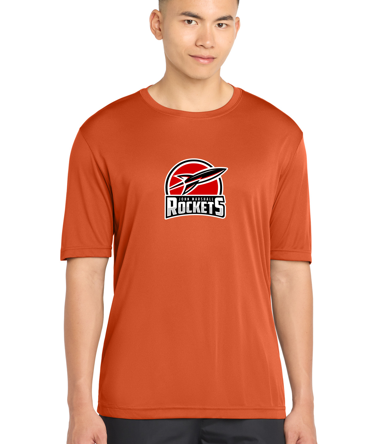 John Marshall Swim Dive - Deep Orange Sport-Tek PosiCharge Competitor Tee. ST350