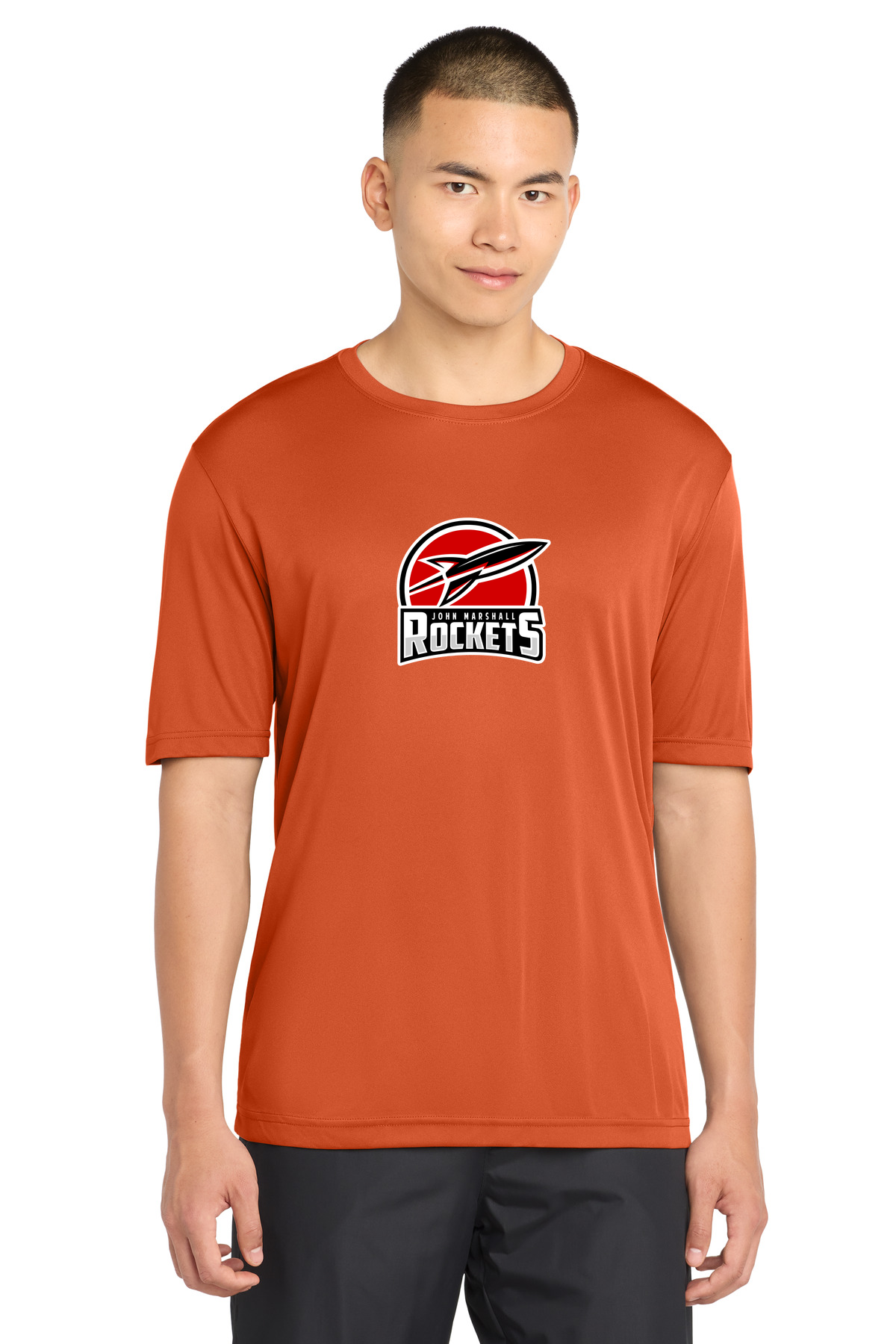John Marshall Swim Dive - Deep Orange Sport-Tek PosiCharge Competitor Tee. ST350