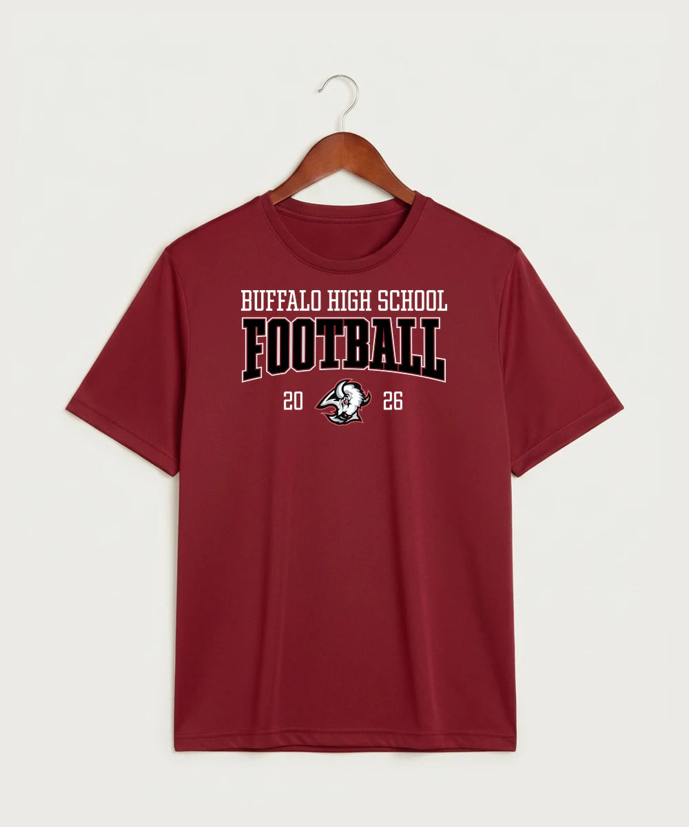 Buffalo High School Football (Boys) - Deep Red Sport-Tek PosiCharge Competitor Tee. ST350