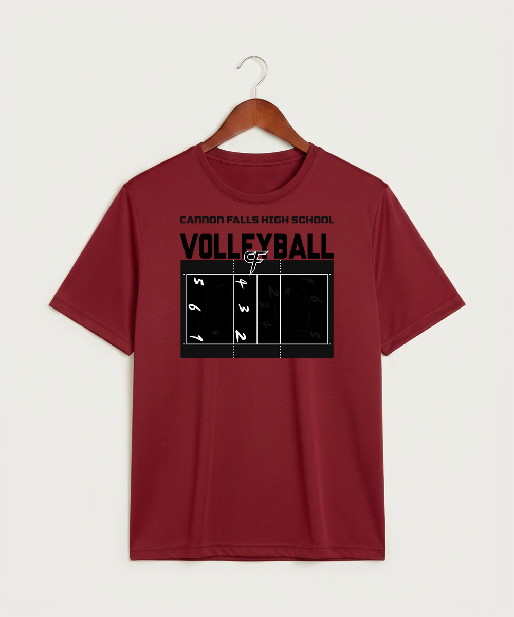 Cannon Falls High School Volleyball (Girls) - Deep Red Sport-Tek PosiCharge Competitor Tee. ST350