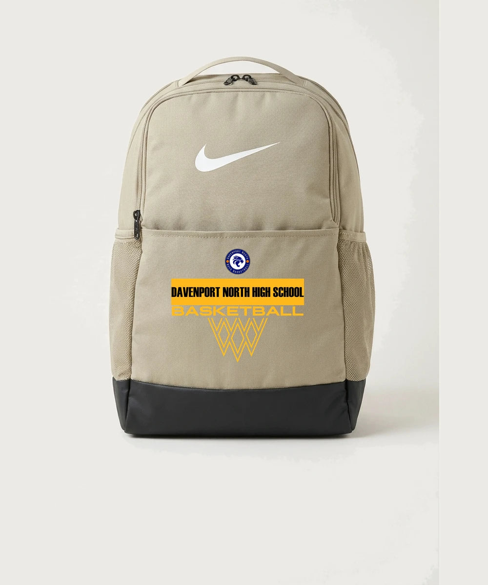 Davenport North High School Basketball Team Store - Desert Khaki Nike Brasilia Medium Backpack NKDH7709