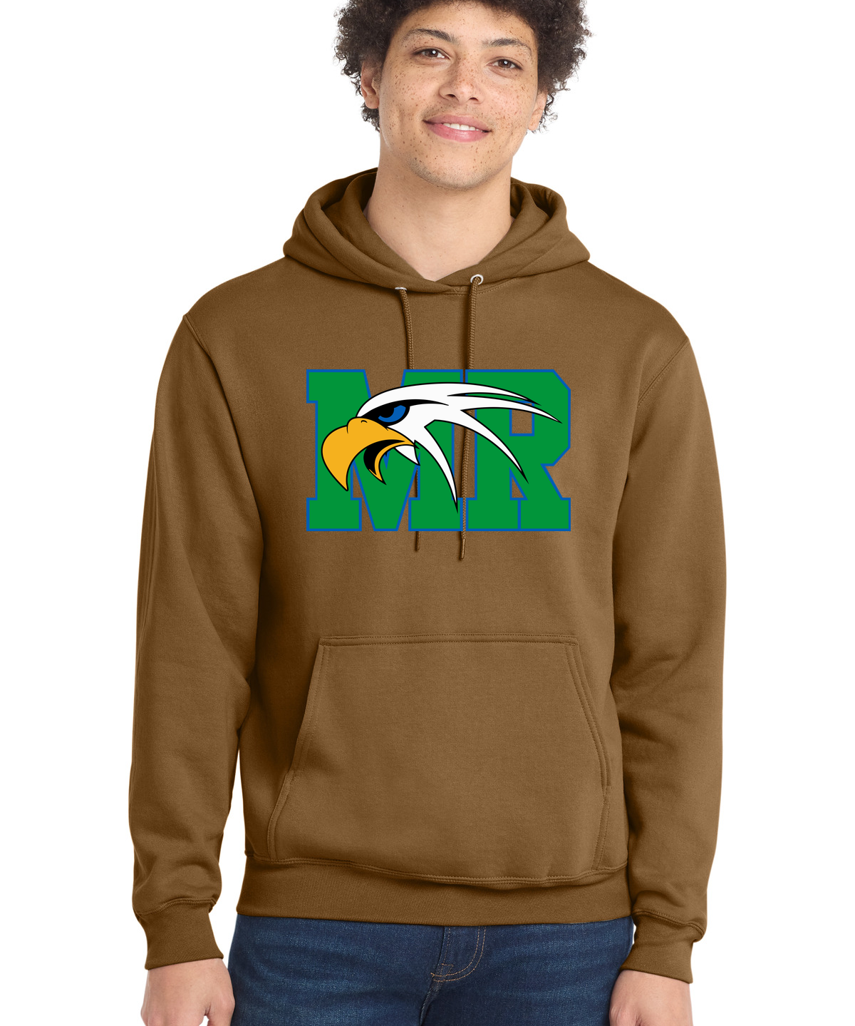 Maple River High School hockey_boys - Duck Brown Port & Co Core Fleece Pullover Hooded Sweatshirt. PC78H