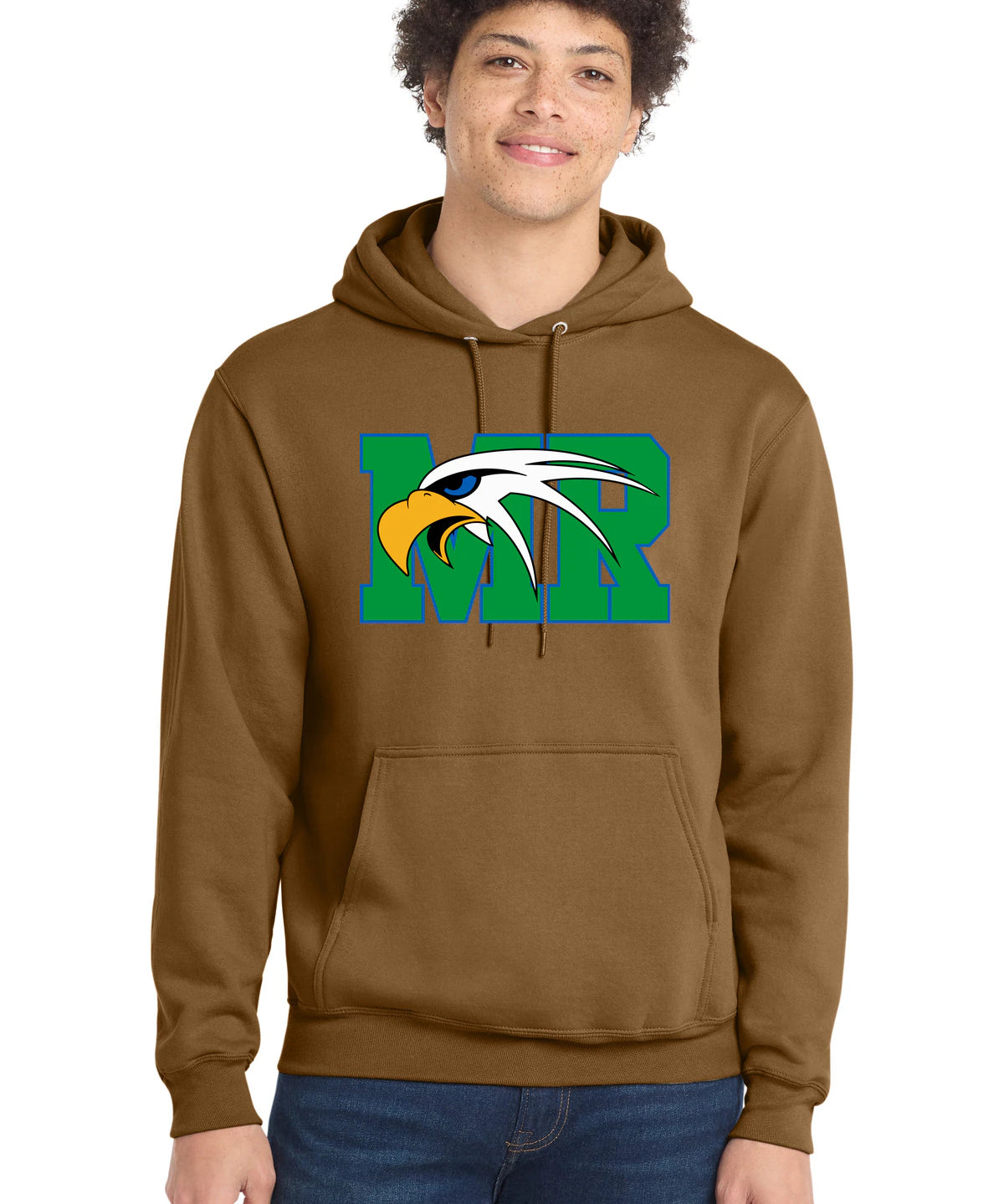 Maple River High School hockey_boys - Duck Brown Port & Co Core Fleece Pullover Hooded Sweatshirt. PC78H