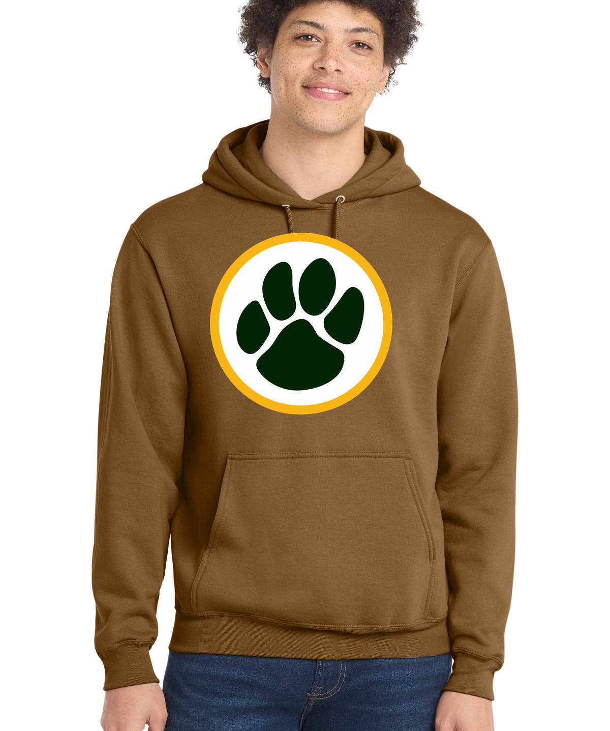 Ashwaubenon High School Football (Boys) - Duck Brown Port & Co Core Fleece Pullover Hooded Sweatshirt. PC78H