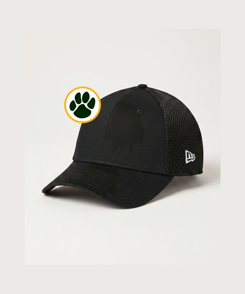 Ashwaubenon High School Football (Boys) - Flag Black/ Black New Era - Stretch Mesh Cap. NE1020