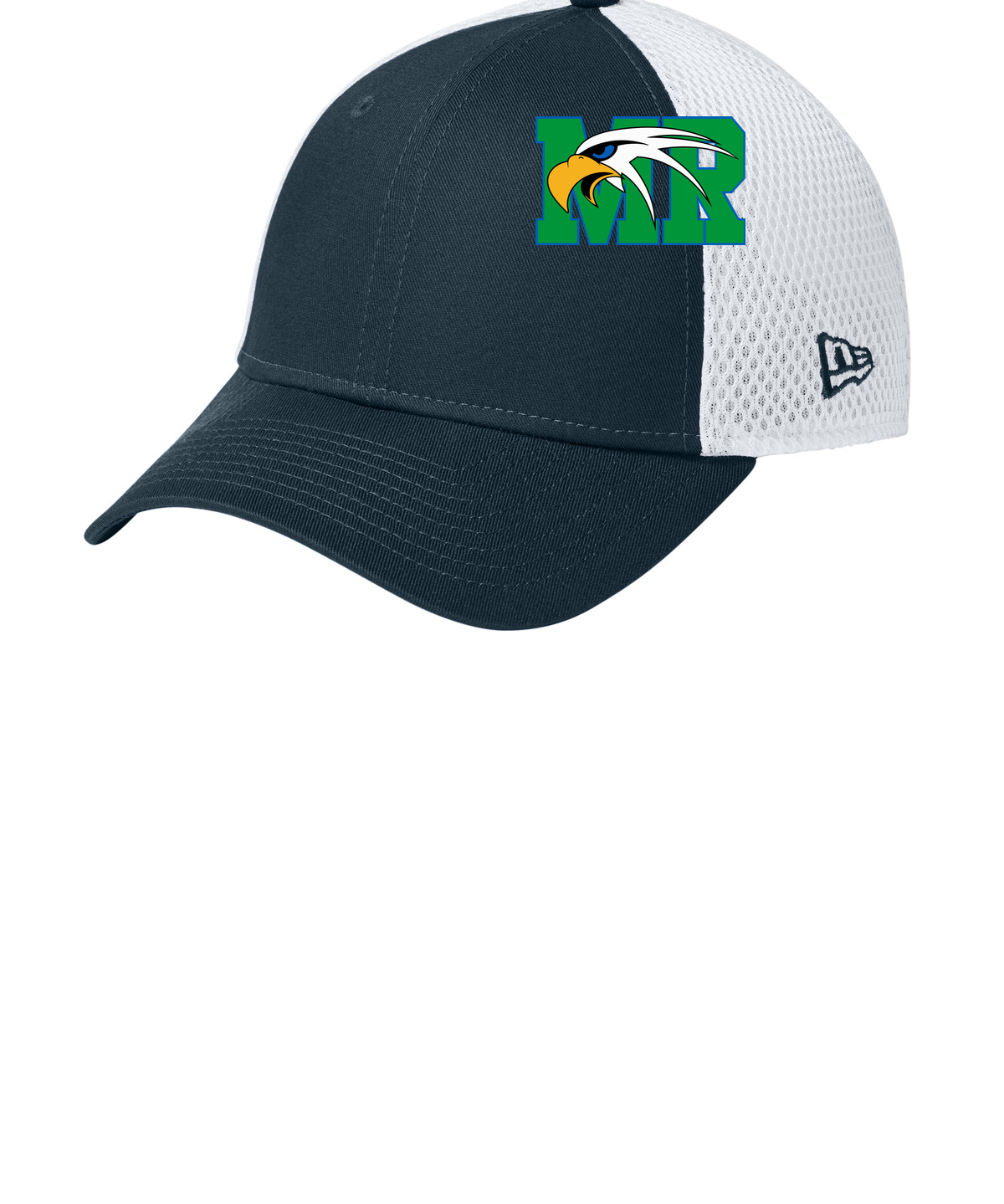 Maple River High School hockey_boys - Flag Deep Navy/ White New Era - Stretch Mesh Cap. NE1020