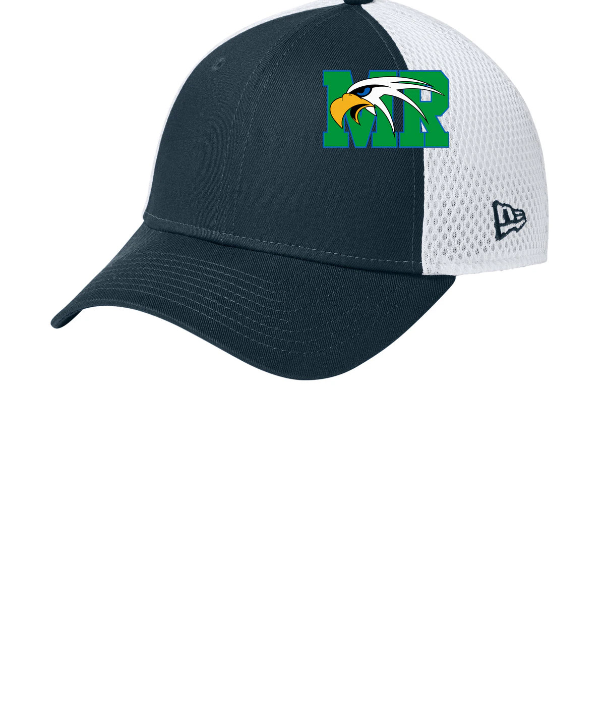 Maple River High School hockey_boys - Flag Deep Navy/ White New Era - Stretch Mesh Cap. NE1020