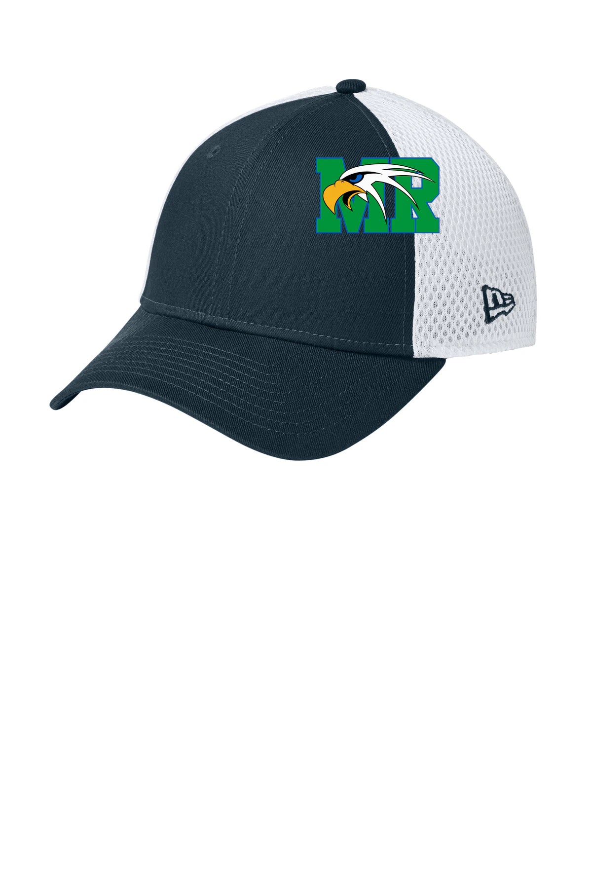 Maple River High School hockey_boys - Flag Deep Navy/ White New Era - Stretch Mesh Cap. NE1020