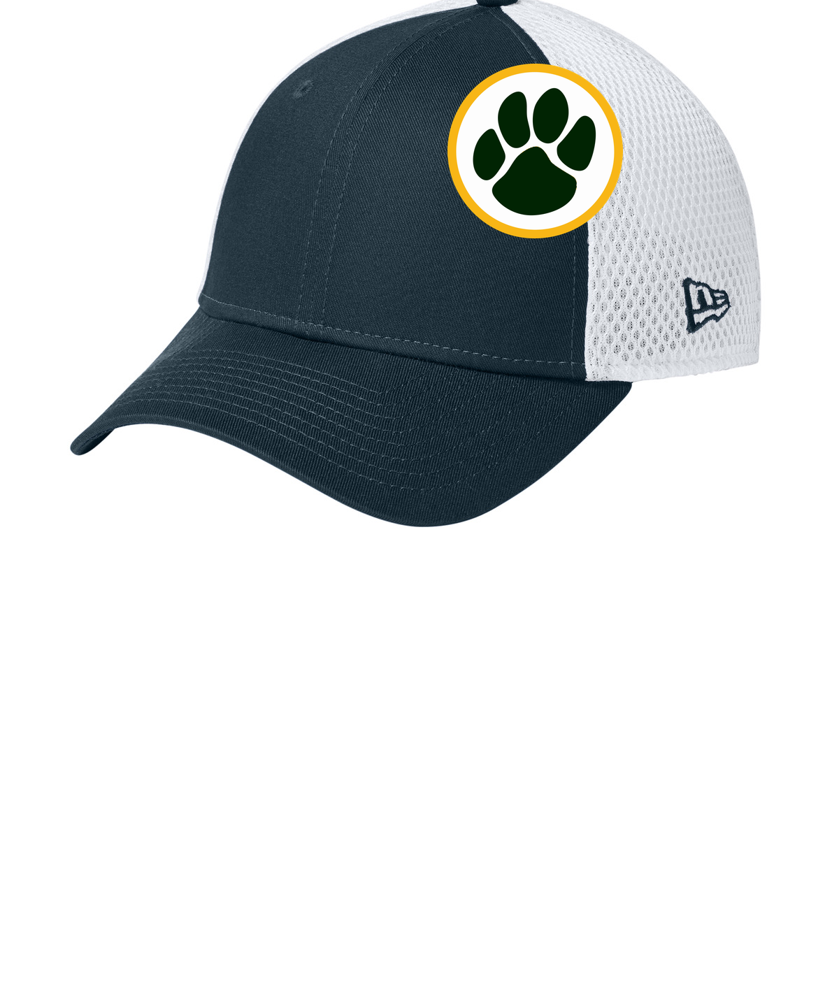 Ashwaubenon High School Football (Boys) - Flag Deep Navy/ White New Era - Stretch Mesh Cap. NE1020