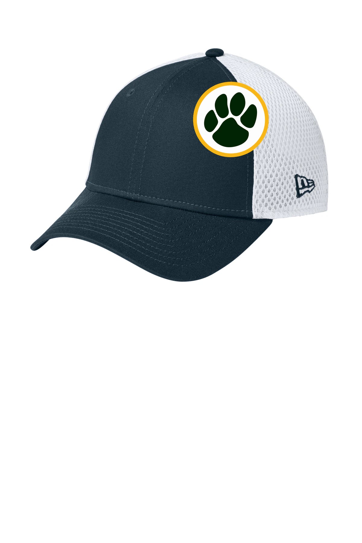 Ashwaubenon High School Football (Boys) - Flag Deep Navy/ White New Era - Stretch Mesh Cap. NE1020