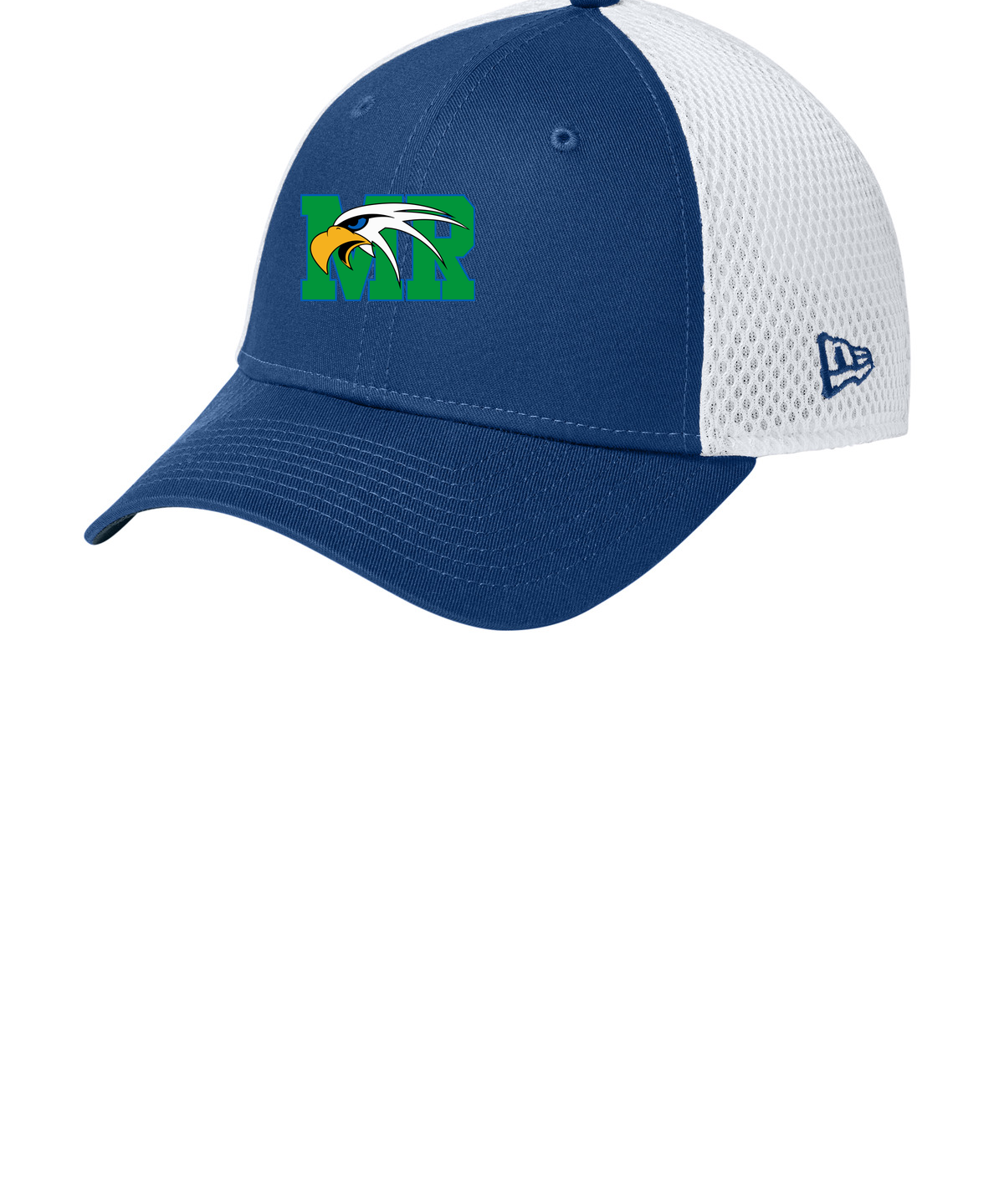 Maple River High School hockey_boys - Flag Royal/ White New Era - Stretch Mesh Cap. NE1020