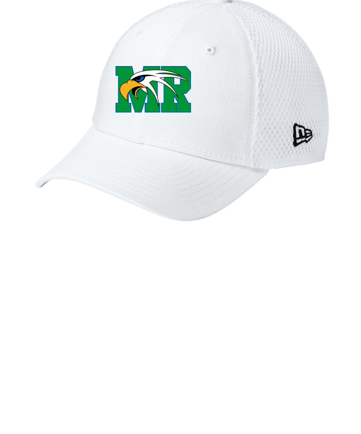 Maple River High School hockey_boys - Flag White/ White New Era - Stretch Mesh Cap. NE1020