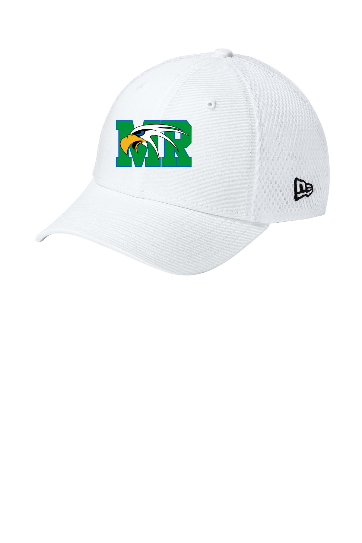 Maple River High School hockey_boys - Flag White/ White New Era - Stretch Mesh Cap. NE1020